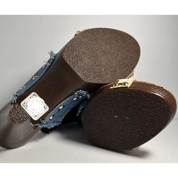 Comfort Est. 1946 Women's Sandals  Blue Denim Cow Print 9M Heels Open Mules NEW - Picture 7 of 7